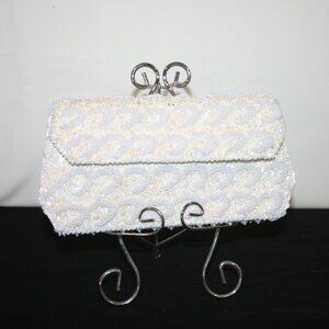 VTG Small Seed Bead Pearl Clutch Purse B-187